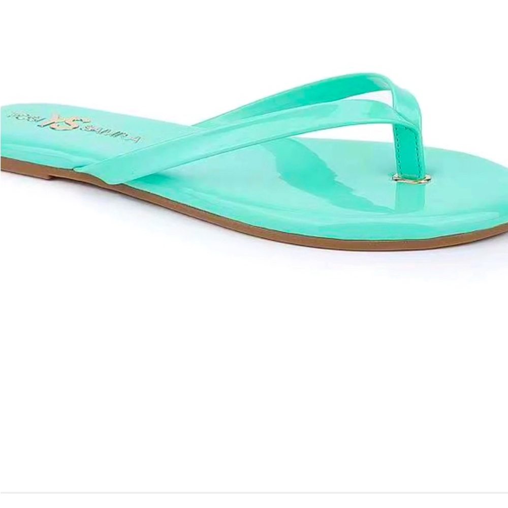 Mint ,Teal green flip flops Yosi Samra size 7 Medium